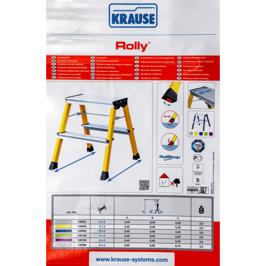 Krause taittoaskelmat Rolly hopea