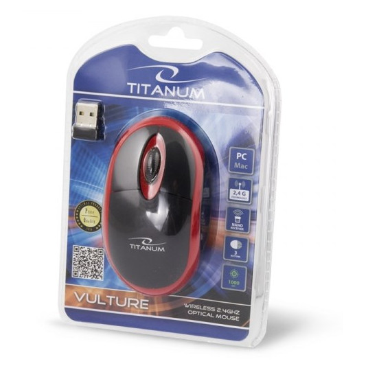 Titanum TM116E langaton 3D-hiiri 2,4 GHz musta/punainen