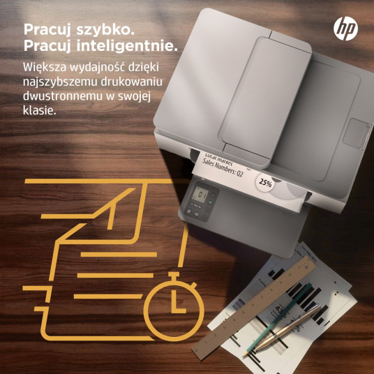 HP LaserJet -tulostus: Jopa 29 sivua minuutissa (A4); Kaksipuolinen: Jopa 18 kuvaa minuutissa (A4); Jopa 20 000 sivua kuukaudessa; Tulosta/kopioi/skannaa; Skannaa tasoskanneri ADF:llä; 1 USB-portti; 1 10/100 Ethernet-portti; Kaksikaistainen Wi-Fi; Älykkää