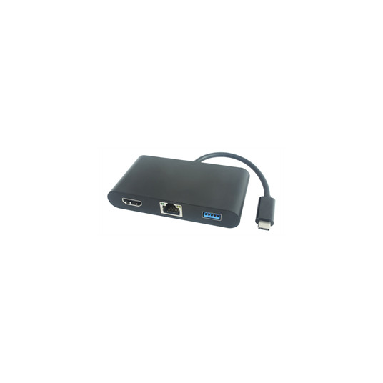 Liitäntäasema DELTACO HDMI, RJ45, 1xUSB, USB-C, 3,5 mm, musta / USBC-1267