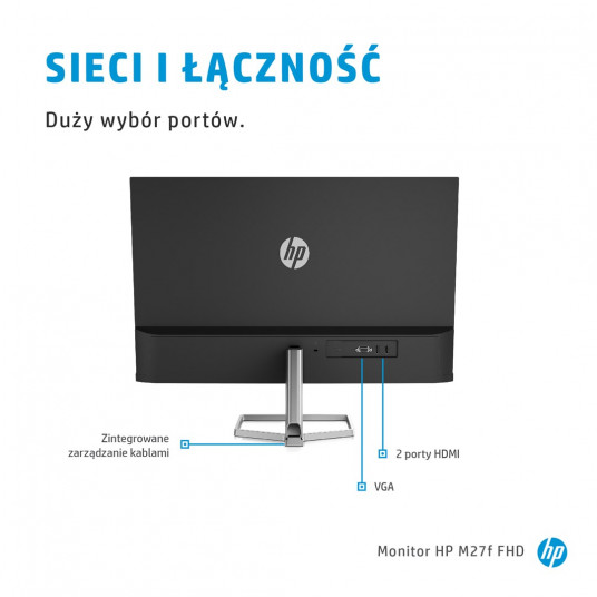 HP M27f 68,6 cm (27") 1920 x 1080 pikseliä Full HD LCD musta, hopea