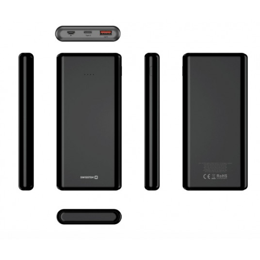 Swissten Power Bank 10000 mAh 20W Power Delivery musta
