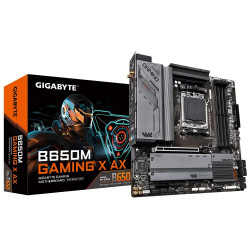 Gigabyte B650M GAMING X AX 1.1 M/B Prosessoriperhe AMD, Prosessorikanta AM5, DDR5 DIMM, Muistipaikat 4, Tuetut kiintolevyliitännät SATA, M.2, SATA-liittimien määrä 4, Piirisarja B650, Micro ATX