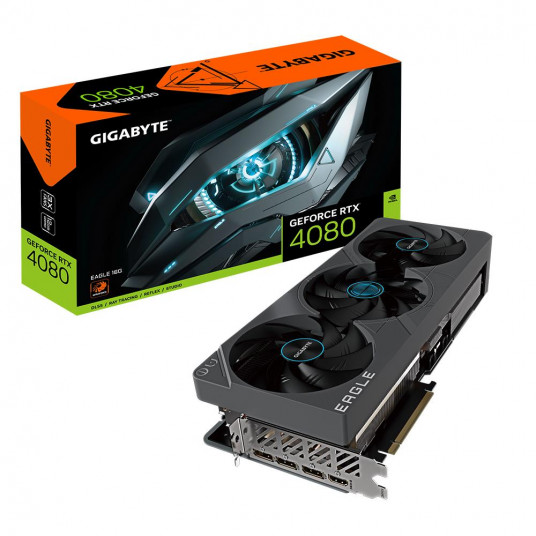 Näytönohjain|GIGABYTE|NVIDIA GeForce RTX 4080|16 Gt|GDDR6X|256 bittiä|PCIE 4.0 16x|GPU 2505 MHz|1xHDMI|3xDisplayPort|GV-N4080EAGLE-16GD1.0