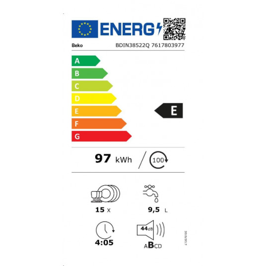 Sisäänrakennettu astianpesukone BEKO BDIN38522Q