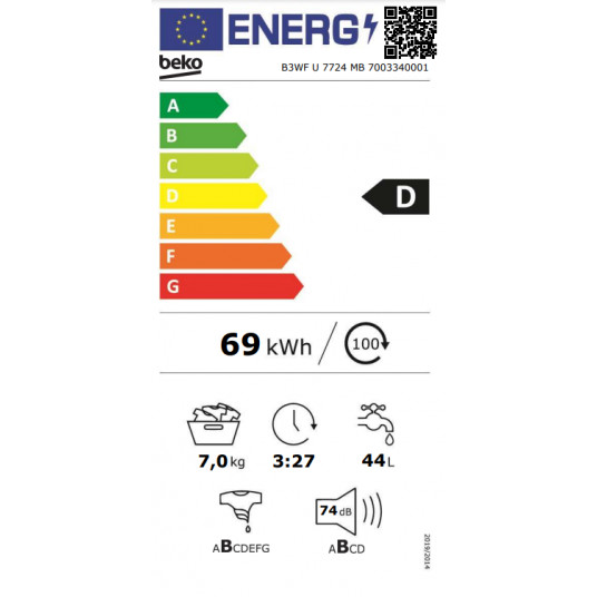 Pyykinpesukone BEKO B3WFU7724MB