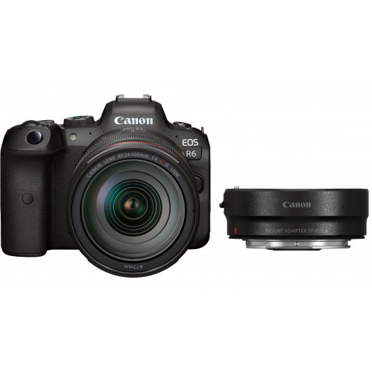 Järjestelmäkamera Canon EOS R6 + RF 24-105mm f/4L IS USM + kiinnityssovitin EF-EOS R