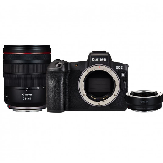 Järjestelmäkamera Canon EOS R + RF 24-105mm f/4L IS USM EF-EOS R -sovittimella