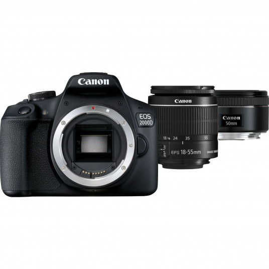 Peilitön kamera Canon EOS 2000D + EF-S 18-55mm IS II + EF 50mm STM