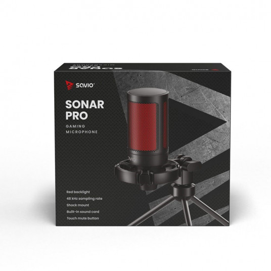SAVIO langallinen pelimikrofoni valaistuksella, kolmijalka, USB, SONAR PRO