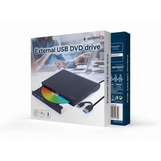 Gembird DVD-USB-03 Ulkoinen USB-DVD-asema, musta