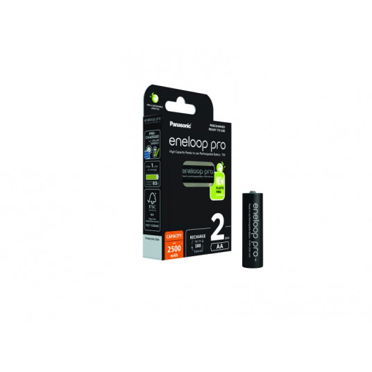 Ladattavat akut Panasonic ENELOOP Pro BK-3HCDE/2BE, 2500 mAh, 500 (2xAA)