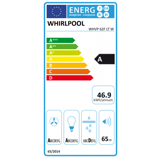 Seinälle asennettava huppu Whirlpool WHVP 62F LT W