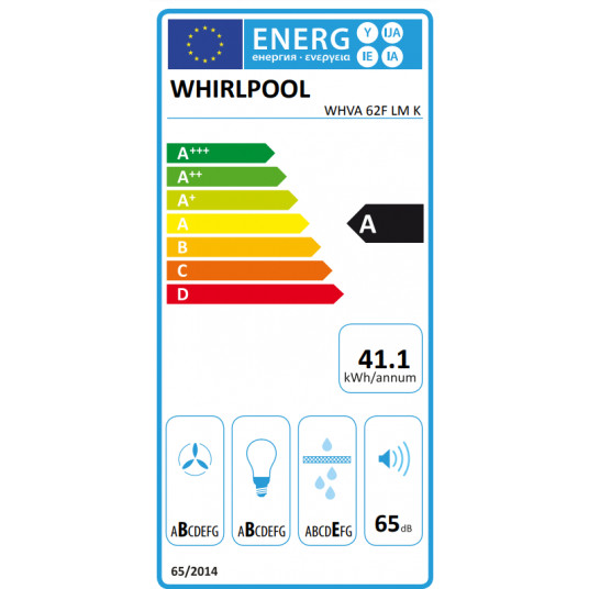 Seinälle asennettava huppu Whirlpool WHVA 62F LM K