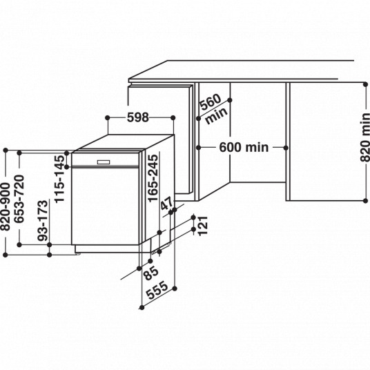 Sisäänrakennettu astianpesukone Whirlpool WBC 3C34 PF X