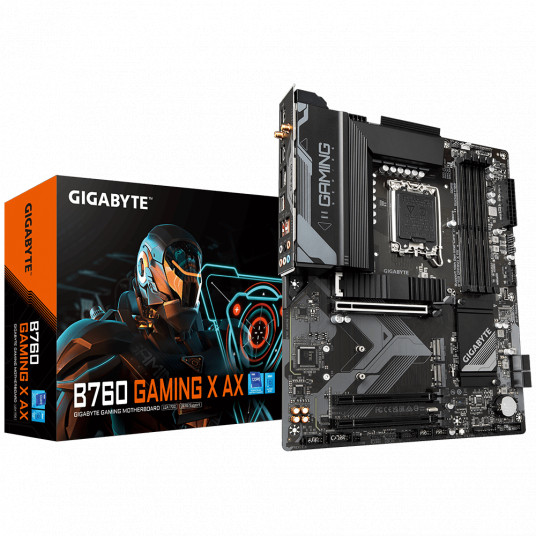 Gigabyte B760 GAMING X AX 1.1 M/B Prosessoriperhe Intel, Prosessorikanta LGA1700, DDR5 DIMM, Muistipaikat 4, Tuetut kiintolevyliitännät SATA, M.2, SATA-liittimien määrä 4, Piirisarja Intel B760 Express, ATX