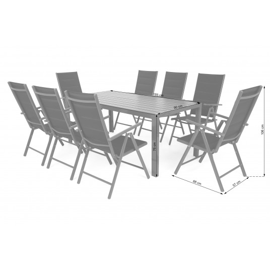 Ulkokalusteet Ibiza 185 cm Alumiini, harmaa/ruskea