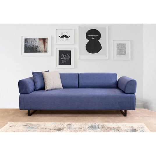 Sohva - sänky Infinity, jossa sivupöytä sininen