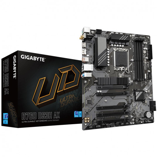 Emolevy|GIGABYTE|Intel B760 Express|LGA1700|ATX|Muisti DDR5|Muistipaikat 4|4xPCI-Express 3.0 1x|1xPCI-Express 4.0 16x|2xM.2|1xHDMI|1xDisplayPort|2xAudio-US|B1x.0|B1x.0| 1xUSB 3.2|1xUSB-C|1xPS/2|1xRJ45|2xRF-lähtö|B760DS3HAX