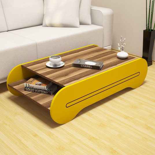 Sohvapöytä Cool - pähkinä, keltainen