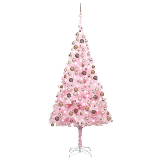 Keinotekoinen joulukuusi LED/leluilla, pinkki, 240cm, PVC
