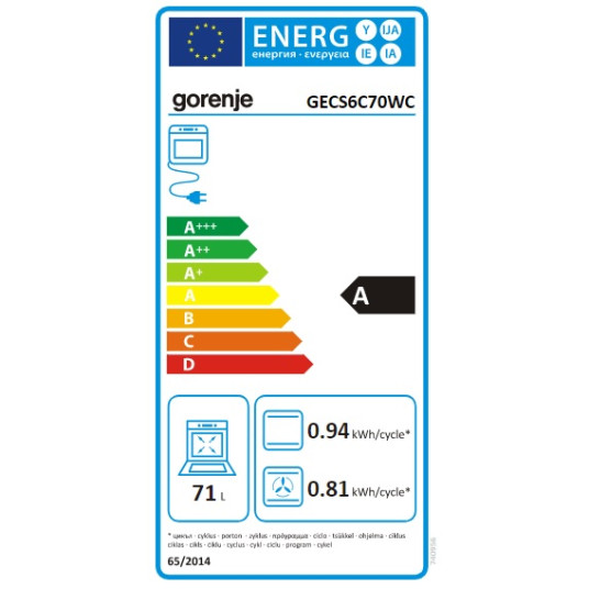 Sähköliesi sähköuunilla GORENJE GECS6C70WC