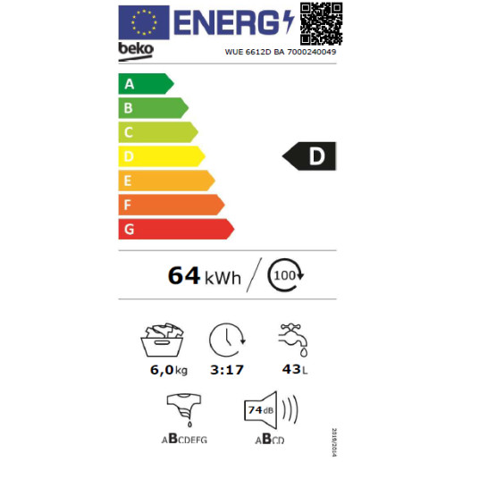 Pyykinpesukone BEKO WUE6612DBA