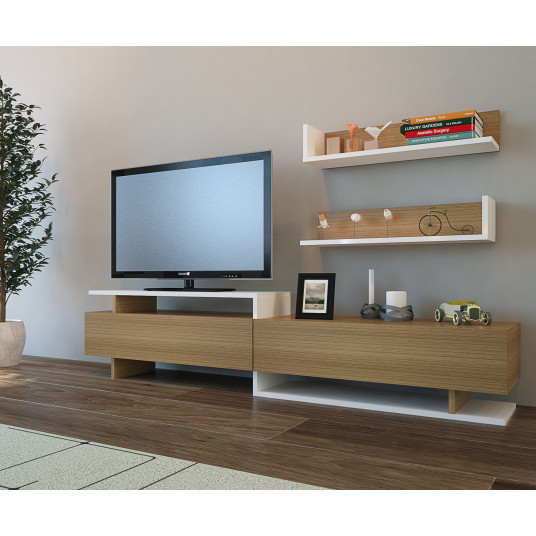 TV-kaappi Ayaz - teak, valkoinen