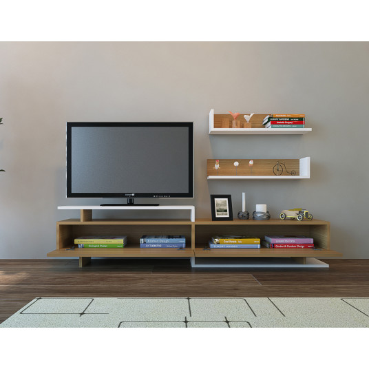 TV-kaappi Ayaz - teak, valkoinen