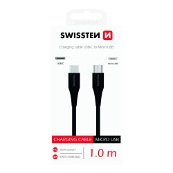 Swissten Basic Universal Quick Charge 3.1 USB-C - Micro USB Data ja latauskaapeli 1 m musta