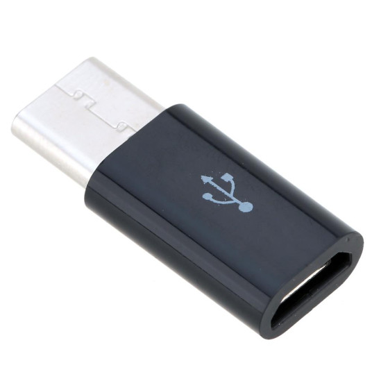Foreverin yleissovitin Micro USB - USB Type-C -liitäntä, musta