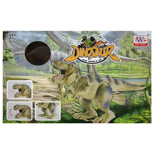 Liikkuva dinosaurus Tyrannosaurus ääni- ja valotehosteilla, vihreä