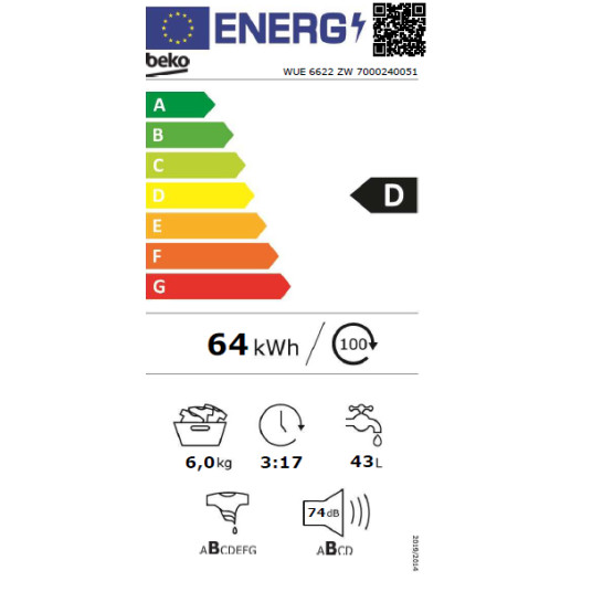 Pyykinpesukone BEKO WUE6622ZW