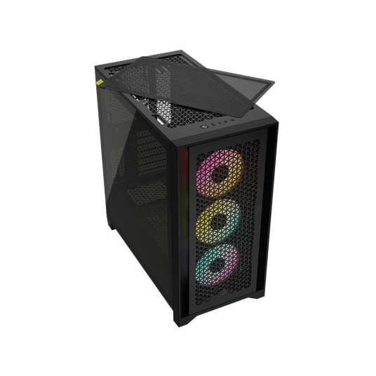 Corsair Tempered Glass PC Case iCUE 4000D RGB AIRFLOW Sivuikkuna, Musta, Keskitorni, Virtalähde mukana Ei