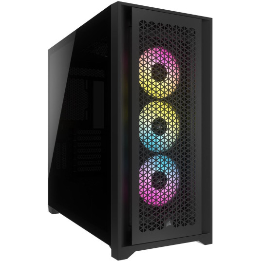 Corsair Tempered Glass PC Case iCUE 5000D RGB AIRFLOW Sivuikkuna, Musta, Keskitorni, Virtalähde mukana Ei