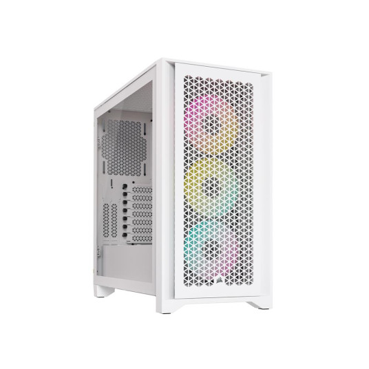 Corsair Tempered Glass PC Case iCUE 4000D RGB AIRFLOW Sivuikkuna, Valkoinen, Keskitorni, Mukana virtalähde Ei