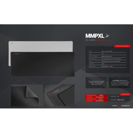 Mars Gaming MMPXL Gaming Mousepad XL / Dual Layer Nano - kuvioitu