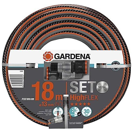 Letku Gardena "Highflex" 13 mm (1/2"), 18 m "Premium" liittimillä. 10x10, 18062-20