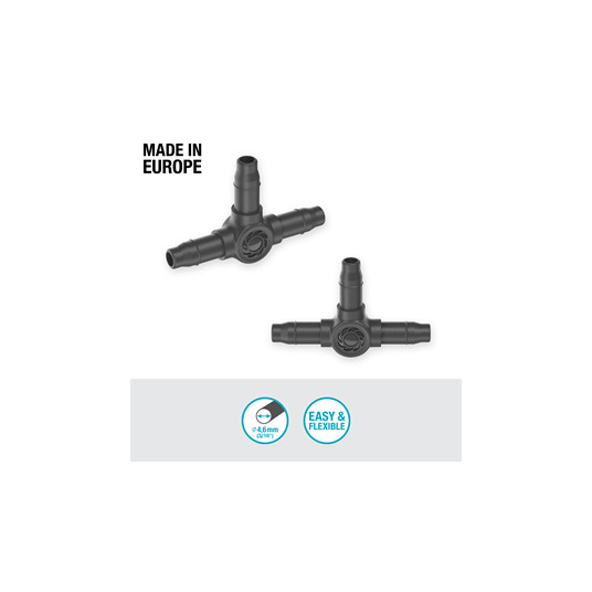 "MDS" T-muotoinen liitin 4,6mm (3/16"), 10 kpl Gardena 13211-20