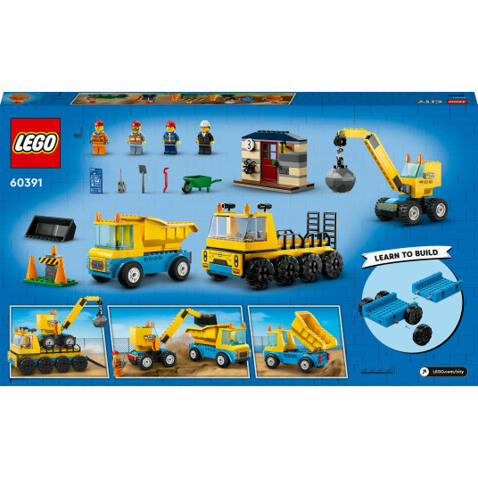 LEGO® 60391 CITY Rakennusautot ja nosturi räjäytyspallolla