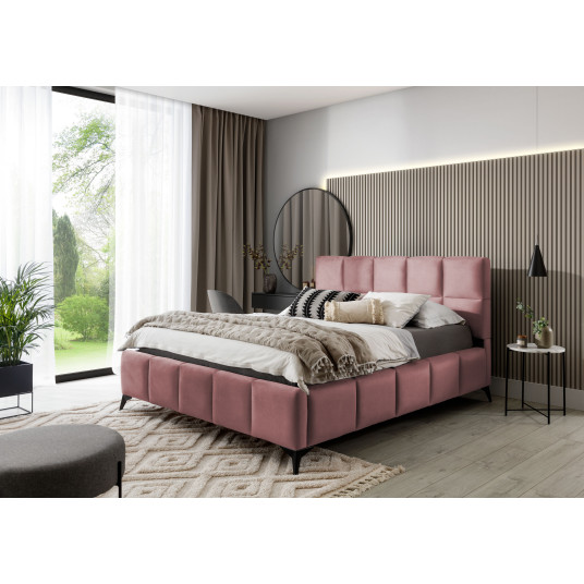 Sänky vuodevaatelaatikolla Mist Velvetmat 24, 140x200, vaaleanpunainen väri