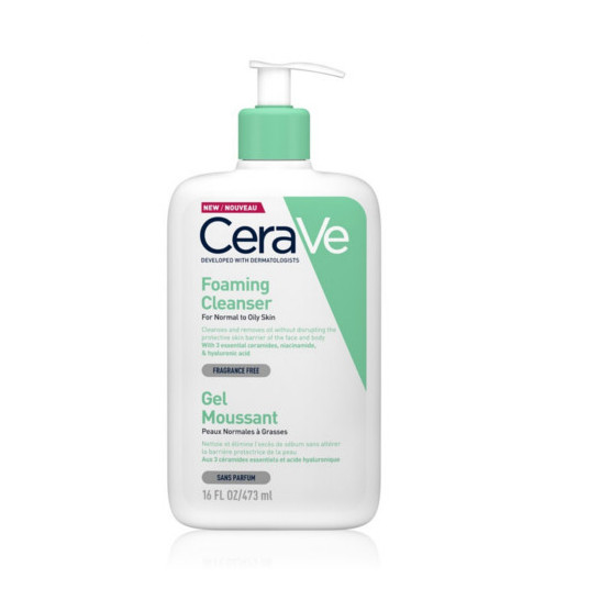 CeraVe - Cleansing Foaming Gel normaalille ja rasvaiselle iholle (vaahtoava puhdistusaine) - 473 ml