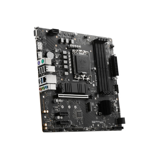 MSI PRO B760M-P Prosessoriperhe Intel, Prosessorikanta LGA1700, DDR5 DIMM, Muistipaikat 4, Tuetut kiintolevyliitännät SATA, M.2, SATA-liittimien määrä 4, Piirisarja Intel B760, mATX