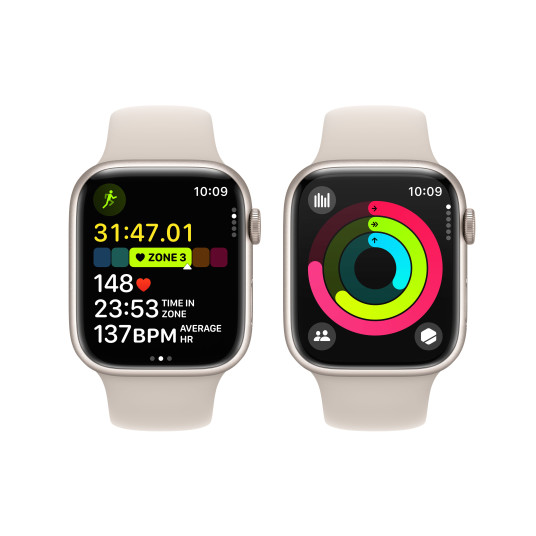 Älykello Apple Watch Series 9 GPS 45mm Starlight Aluminium Case with Starlight Sport Band - S/M MR963ET/A