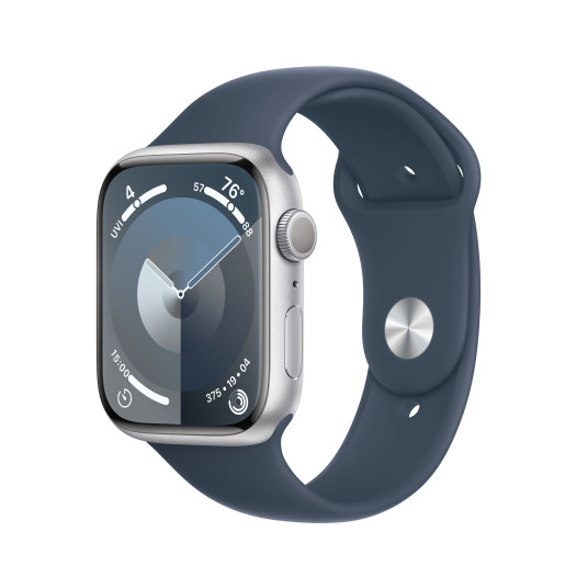 Älykello Apple Watch Series 9 GPS 45mm Silver Aluminium Case with Storm Blue Sport Band - S/M MR9D3ET/A