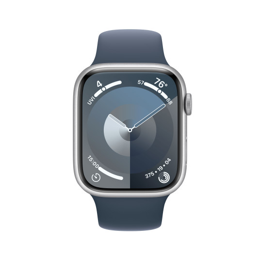 Älykello Apple Watch Series 9 GPS 45mm Silver Aluminium Case with Storm Blue Sport Band - M/L MR9E3ET/A