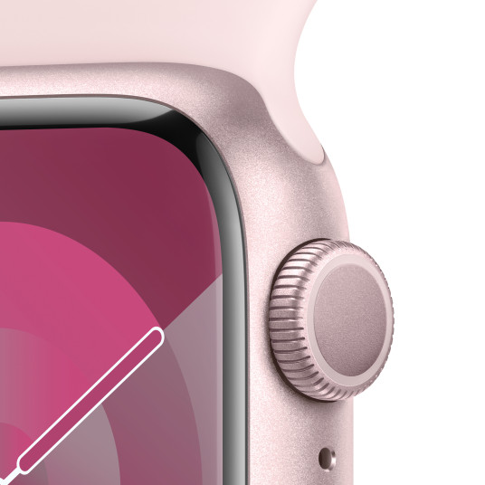 Älykello Apple Watch Series 9 GPS 41mm Pink Aluminium Case with Light Pink Sport Band - M/L MR943ET/A