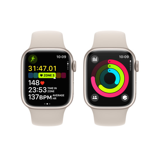 Älykello  Apple Watch Series 9 GPS 41mm Starlight Aluminium Case with Starlight Sport Band - S/M MR8T3ET/A