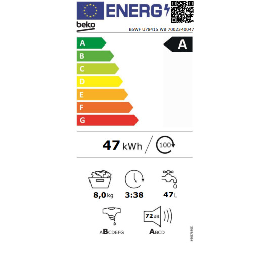 Pyykinpesukone BEKO B5WFU78415WB