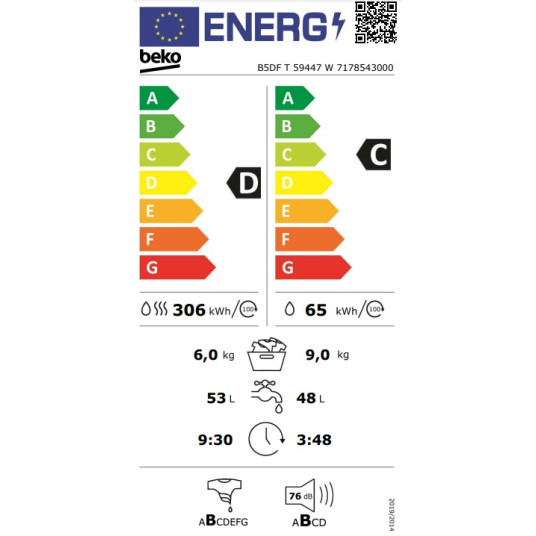 Pyykinpesukone BEKO B5DFT59447W